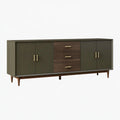 Credenza 180x40x80 cm in legno marrone e verde oliva - mobile contenitore moderno con cassetti e ante