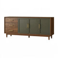 Credenza 180 x 45 x 85 cm in legno noce e verde con ante e cassetti stile moderno