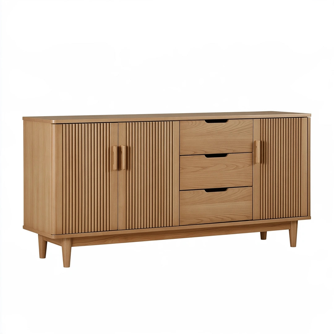 Credenza 160 x 40 x 85 cm in legno marrone con ante e cassetti stile moderno