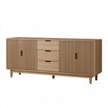 Credenza 180 x 40 x 80 cm in legno naturale - mobile contenitore moderno a 2 ante e 3 cassetti