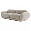 Divano due posti 180 x 95 x 78 cm in tessuto bouclé beige con base effetto legno stile moderno