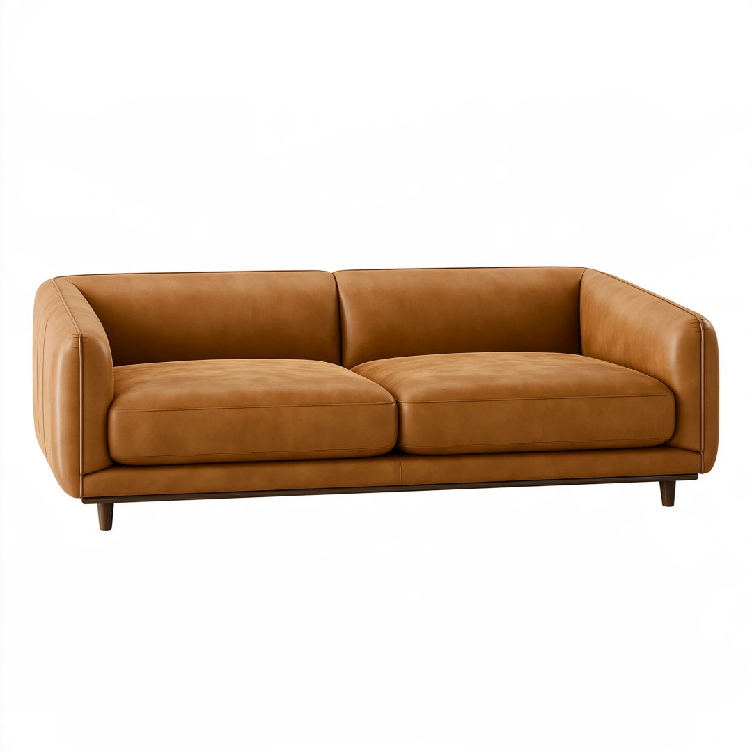 Divano 2 posti 180 x 85 x 78 cm in similpelle cognac - stile moderno