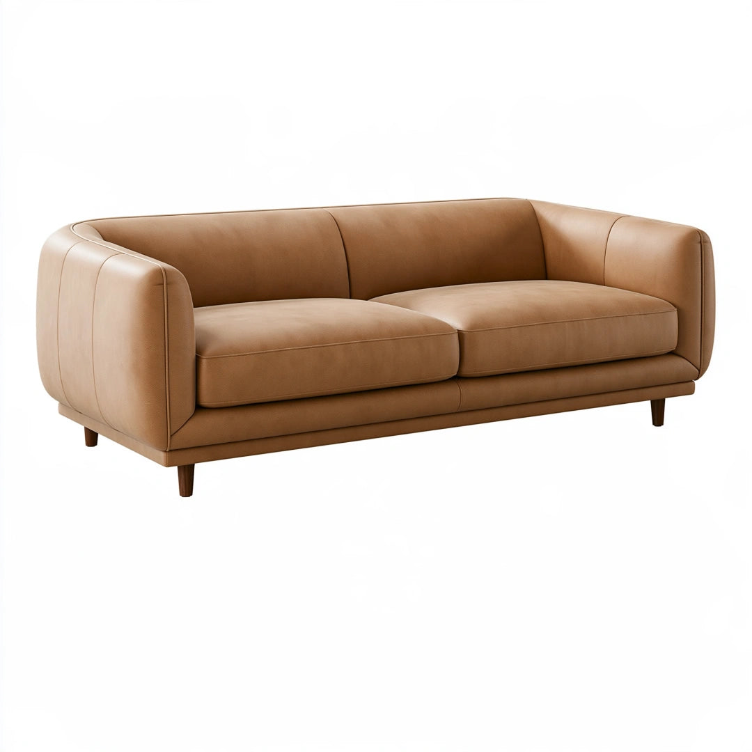 Divano 2 posti 210 x 90 x 78 cm in similpelle cognac - design moderno