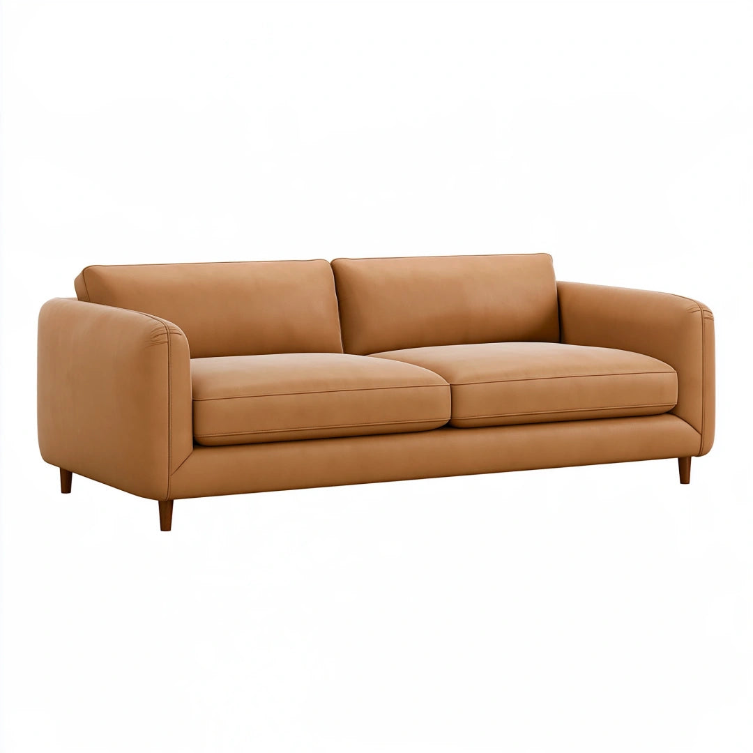 Divano 2 posti 180 x 85 x 82 cm effetto pelle marrone stile moderno