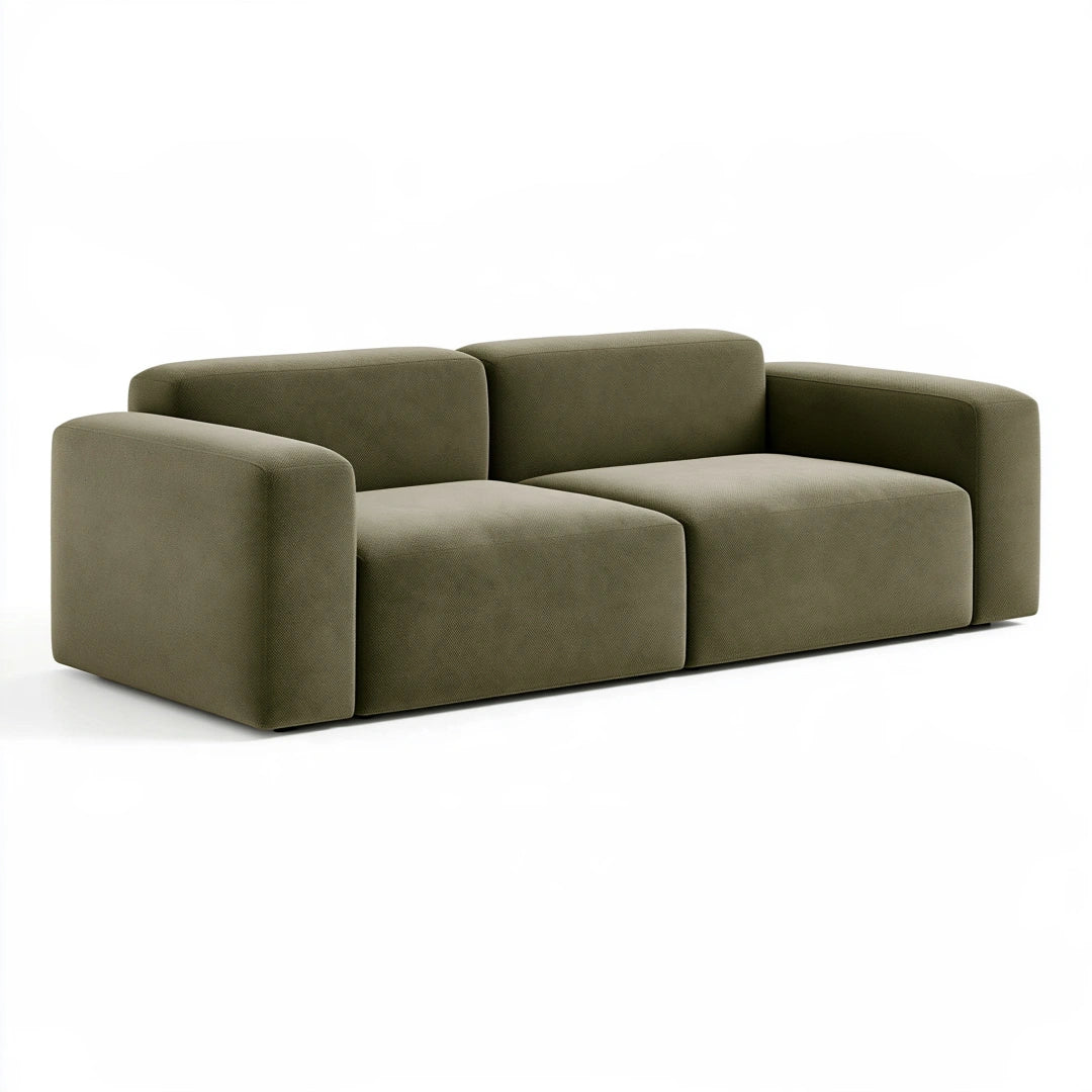 Divano 2 posti 180 x 90 x 75 cm in tessuto verde oliva per soggiorno moderno