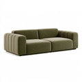 Divano 2 posti 220 x 100 x 75 cm in tessuto effetto velluto verde oliva - stile moderno