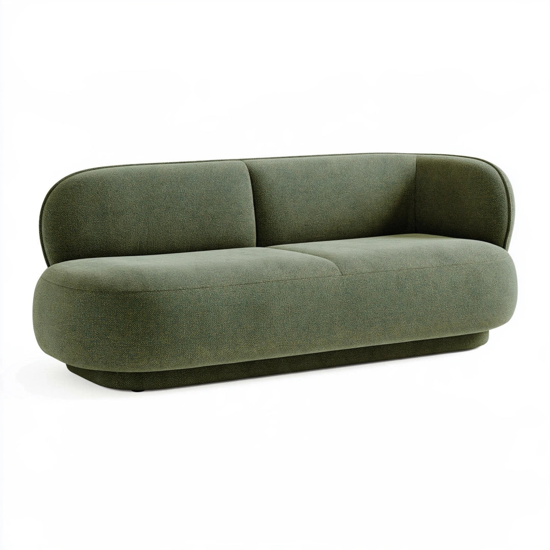 Divano 2 posti 180 x 90 x 75 cm in tessuto verde oliva - design curvo per soggiorno