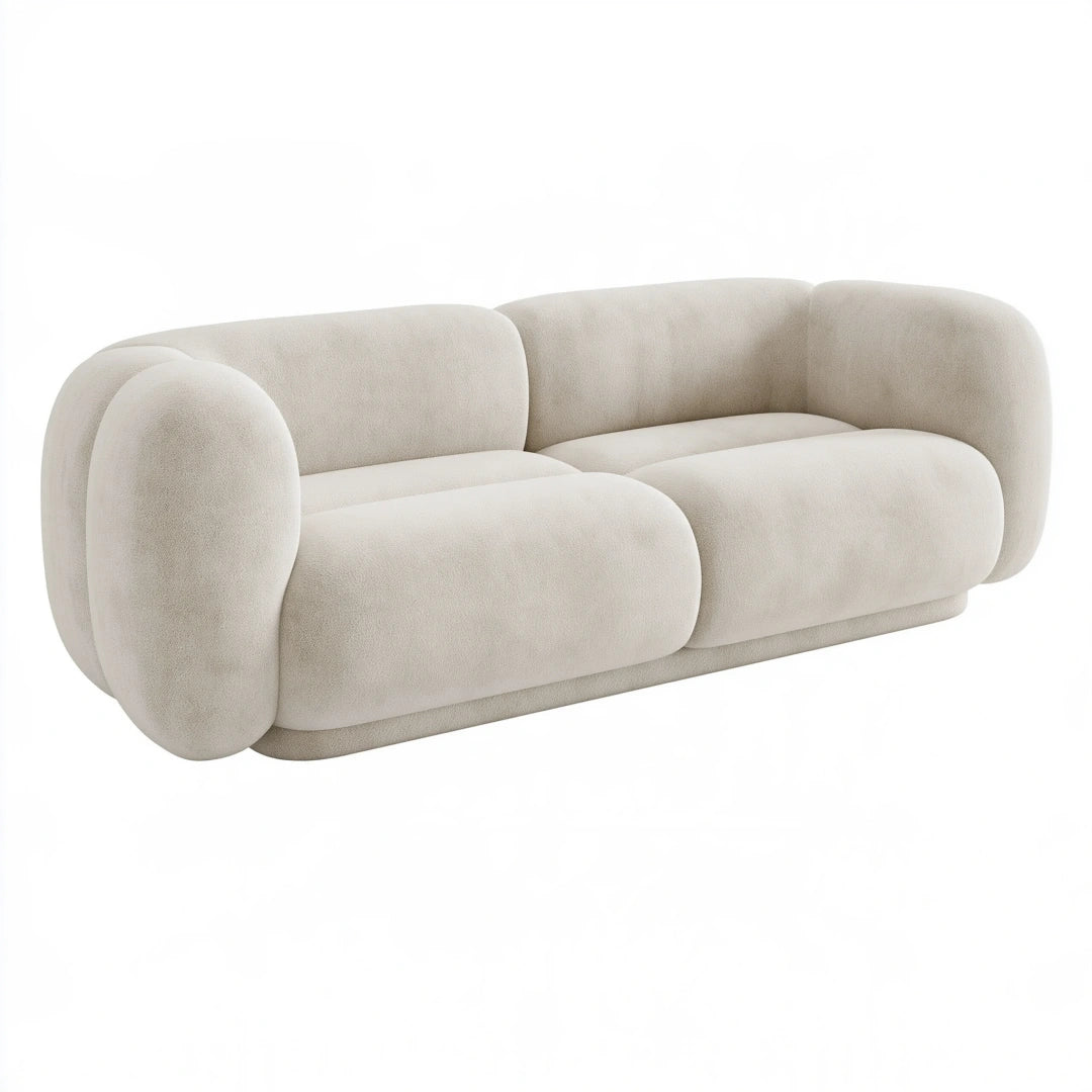 Divano 2 posti 220 x 100 x 75 cm in tessuto crema - stile contemporaneo imbottito