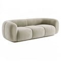Divano 3 posti 220 x 100 x 75 cm in tessuto beige - design curvo imbottito