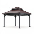 Gazebo da giardino 300 x 300 cm in metallo antracite e marrone con tetto a doppia falda