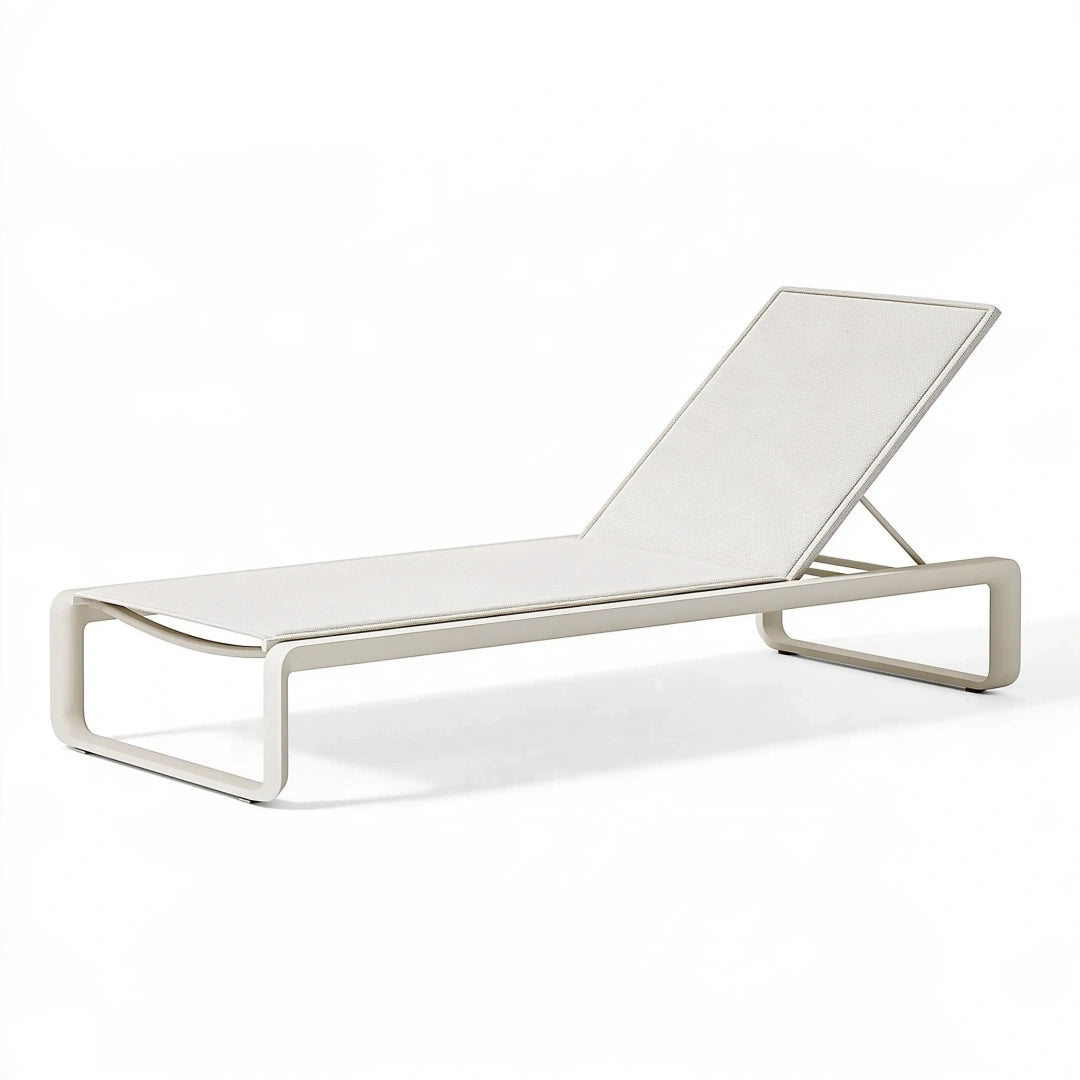 Lettino prendisole 200 x 70 cm in alluminio e tessuto beige con schienale regolabile