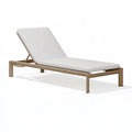 Lettino prendisole 200x70x35 cm in legno beige e bianco con schienale reclinabile da esterno