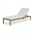 Lettino prendisole 200 x 70 cm in legno beige con cuscino bianco - schienale regolabile per esterno