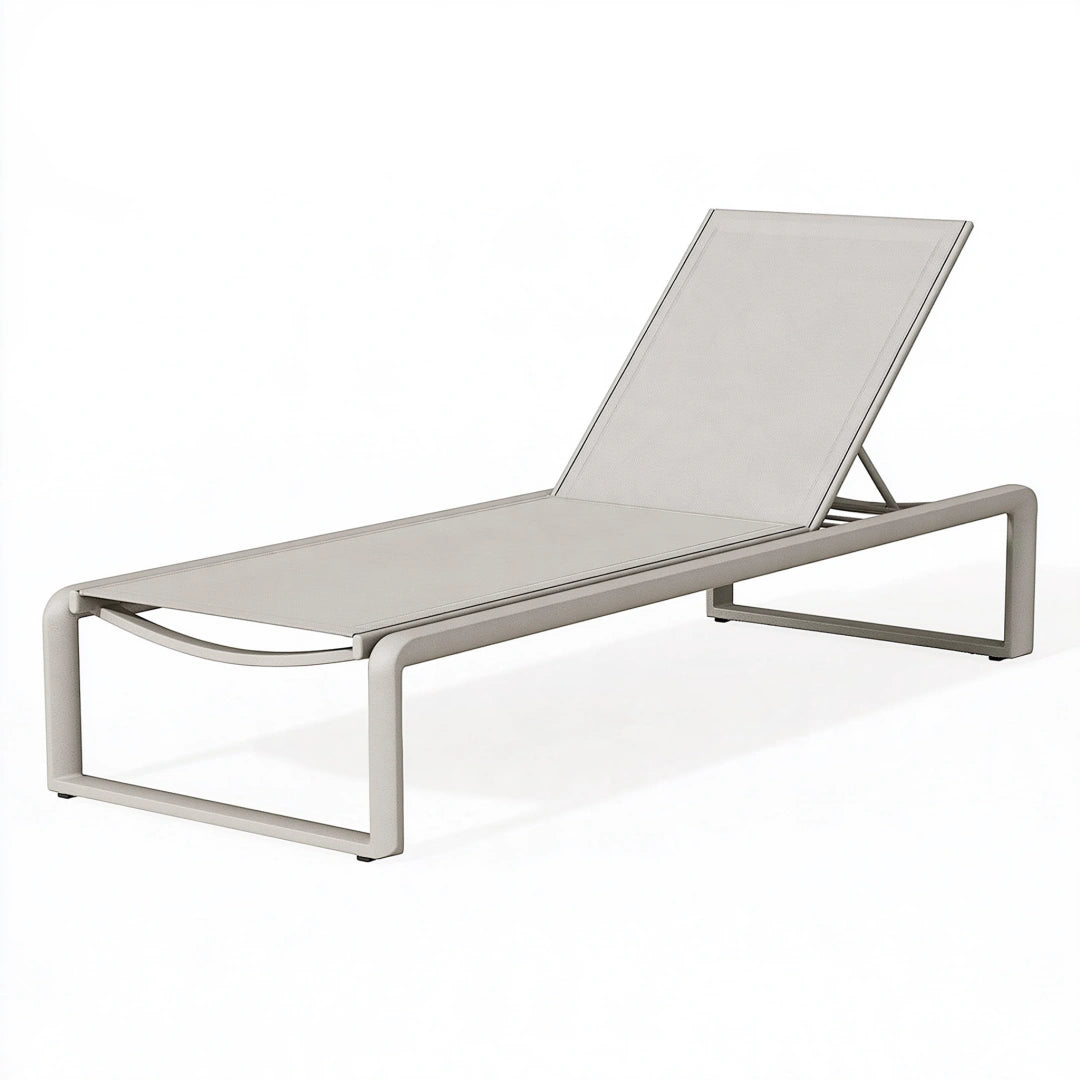 Lettino prendisole 200 x 70 cm in alluminio e tessuto grigio tortora con schienale reclinabile