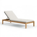 Lettino prendisole 200 x 70 cm in legno naturale con imbottitura beige reclinabile