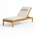 Lettino prendisole 200 x 70 x 90 cm in legno beige con schienale regolabile per esterno
