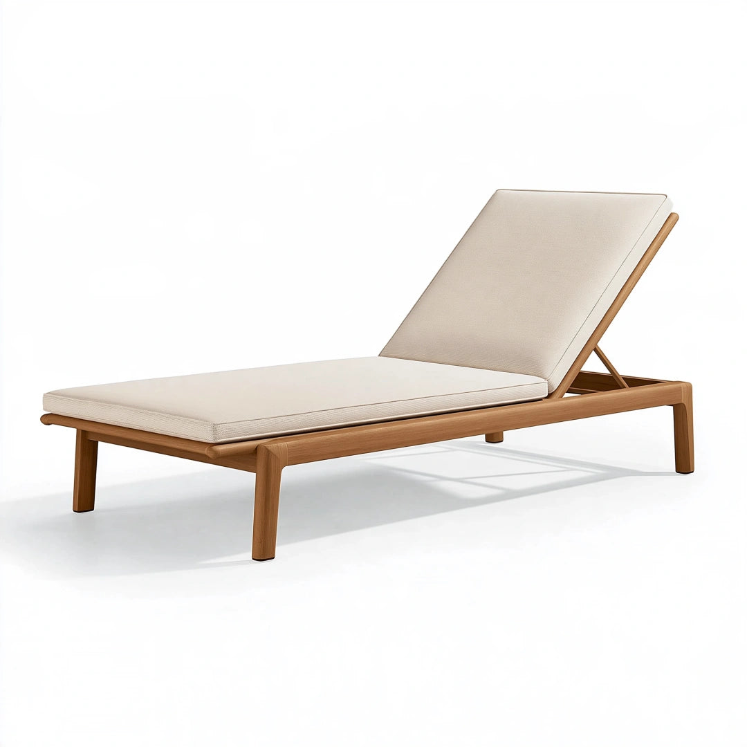 Lettino prendisole 200 x 70 cm in legno beige reclinabile