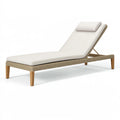 Lettino prendisole 200 x 70 cm in rattan sintetico beige con rivestimento bianco reclinabile da esterno