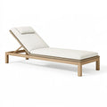 Lettino prendisole 200 x 70 cm in legno beige con rivestimento intrecciato e schienale regolabile