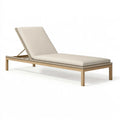 Lettino prendisole 200 x 70 cm in legno beige con schienale reclinabile per esterno