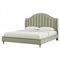 Letto matrimoniale 160 x 200 cm imbottito verde salvia stile classico