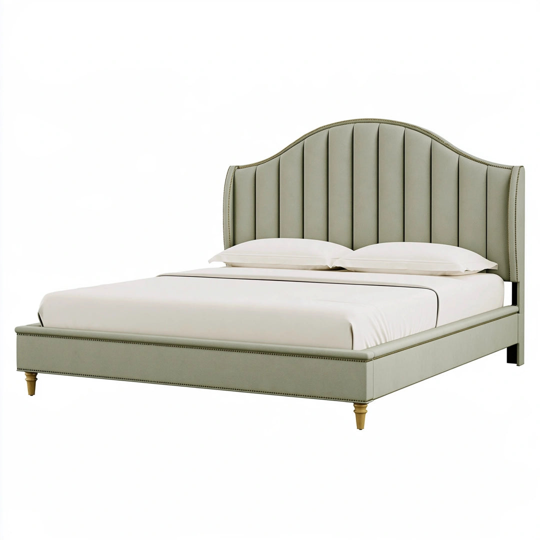 Letto matrimoniale 160 x 200 cm imbottito verde salvia stile classico