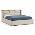 Letto matrimoniale 160 x 200 cm imbottito beige in tessuto stile moderno